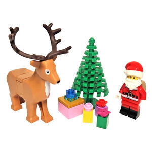 Lego Holiday Minifigure Lot Santa Claus Christmas Tree Reindeer Presents Gifts